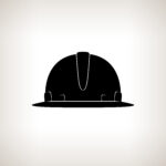 Silhouette Hard Hat,  Safety Helmet on a Light Background ,Black and White Vector Illustration