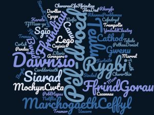 Cwmwl geiriau diwrnod 1