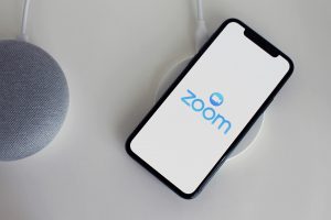 Zoom app on a phone screen for negative feelings article