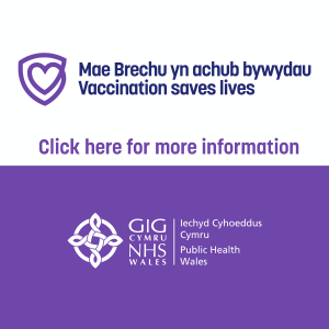 Image from NHS for meningitis and measles vaccinations "Vaccination saves lives click here"