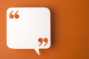 Speech bubble, blank, on an orange background for remote learning tips article