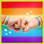 Fist bump with rainbow bands for LGBTQ ally article