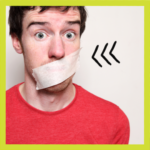 Man with tape over mouth to stop him talking for LGBTQ ally article