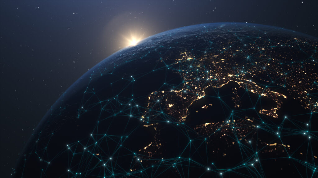 Close up image of section of earth with lights for What's Happening Between Russia and Ukraine? blog