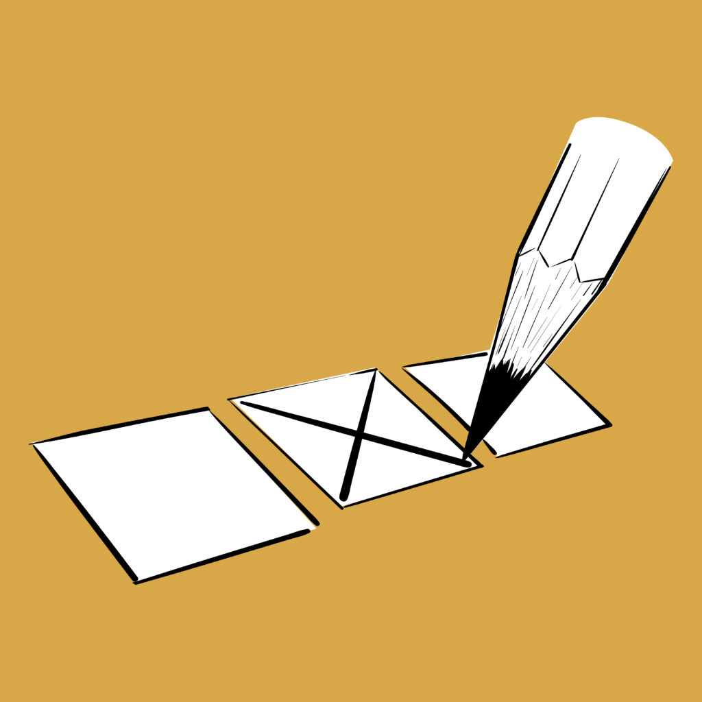 Pencil marking cross in box for register to vote blog