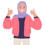 Young Muslim woman wearing hijab with big smile and two thumbs up for Volunteering and Mental Health blog