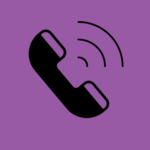 Phone receiver with three black lines coming out of it representing contacting Meic - on purple background