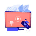 Remote control. Streaming media, home networking access idea. Vector illustration - for Apps and Websites blog