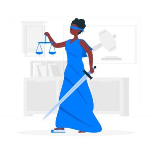 Lady justice in blue robes for intimate blog