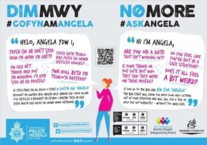 Rhondda Cynon Taf and South Wales Police bilingual Ask for Angela poster