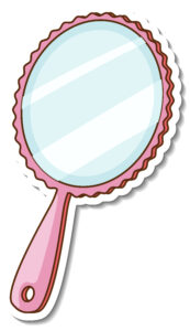 Pink mirror with handle illustration for body image blog