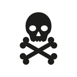 Skull and crossbones icon on white background, vector.