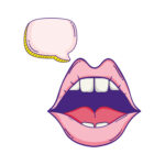 Mouth vector with speech bubble to depict talking to a friend