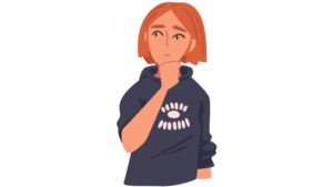 Graphic of teenager thinking for I feel like a girl and a boy blog