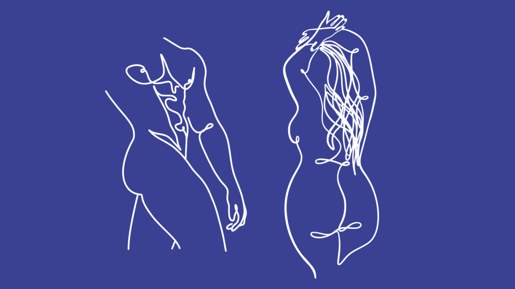 Line drawing of nude bodies