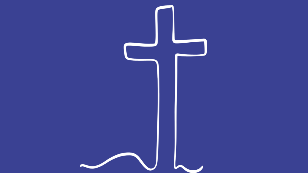 A picture of a cross on a dark purple background