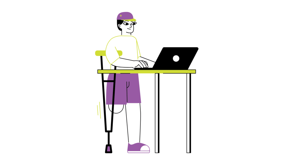 Person standing using a crutch