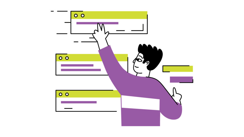Person organising tasks and responsibilities on a computer