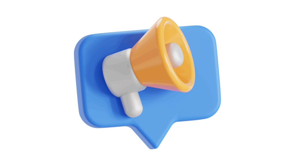 Megaphone with a chat bubble behind it